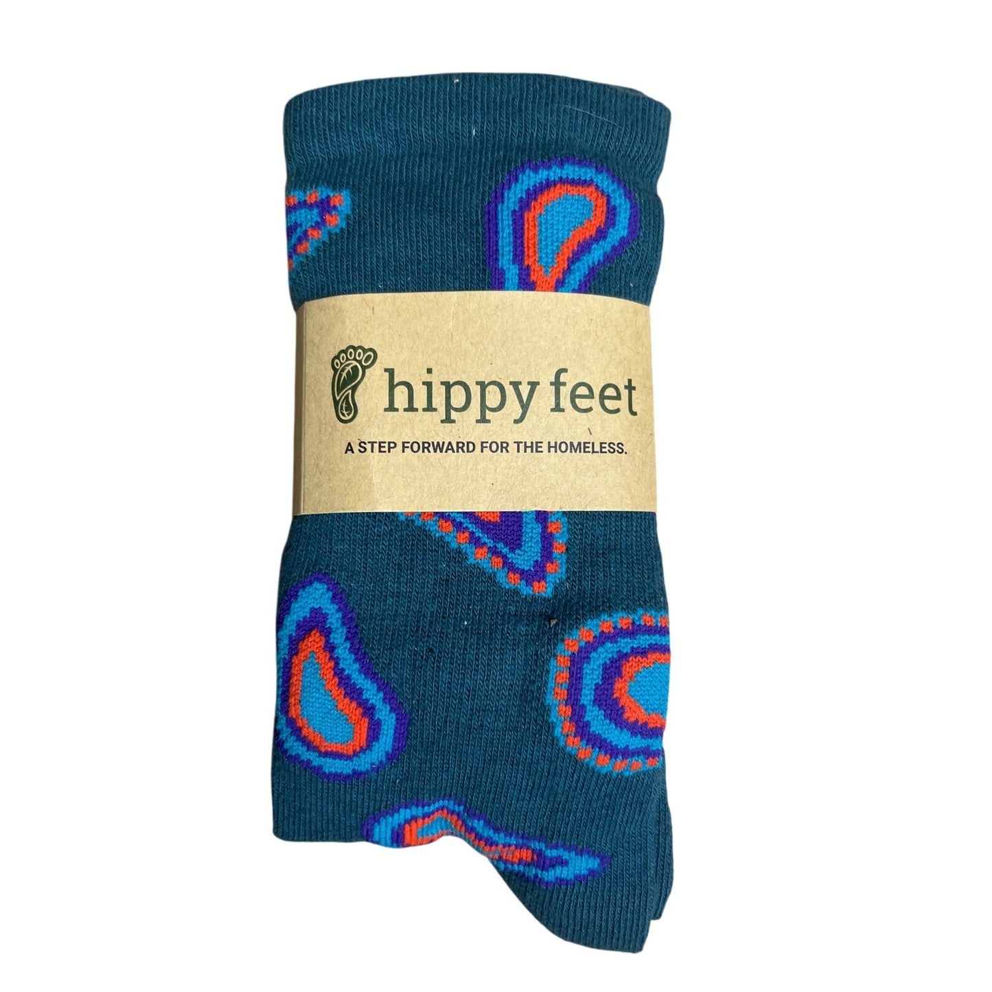 NWT Hippy Feet Paisley Blue Print Unisex Socks Men 4-7.5 Women 5.5-9