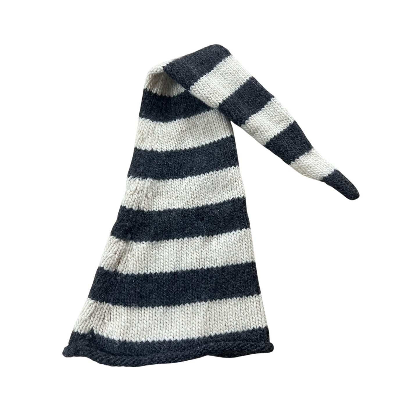 J.CREW Beanie Womens One Size Gray Cream Wool Striped Long Elf Hat Winter