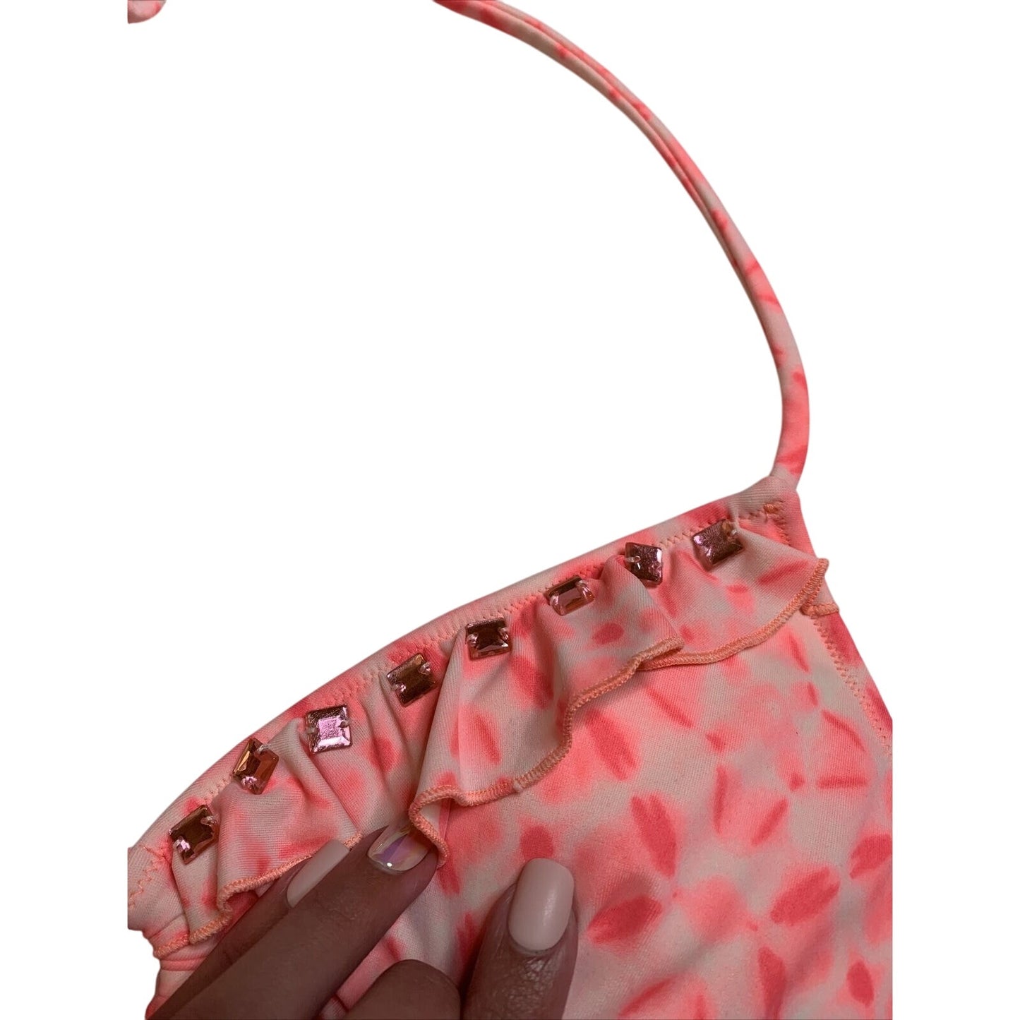 Victoria's Secret Pink with jewels Bikini Top Size Medium M - EUC