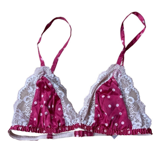 Vintage Victoria's Secret Pink Lace Trim Bralette Size Small