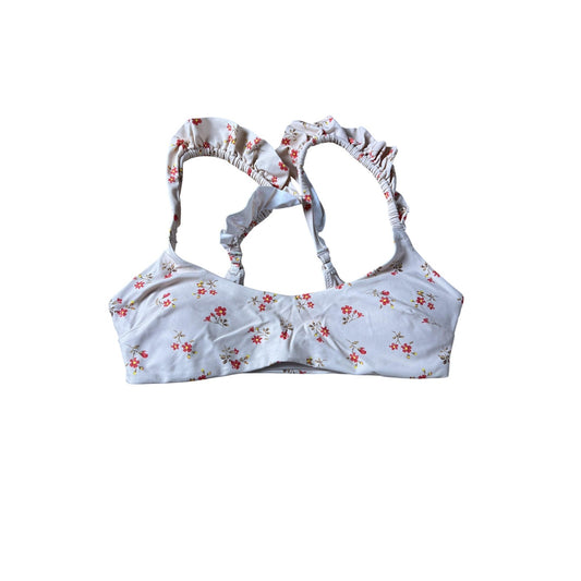 Aerie Bra Womens S White Bralette Floral Ruffle Lined Wireless Pullover