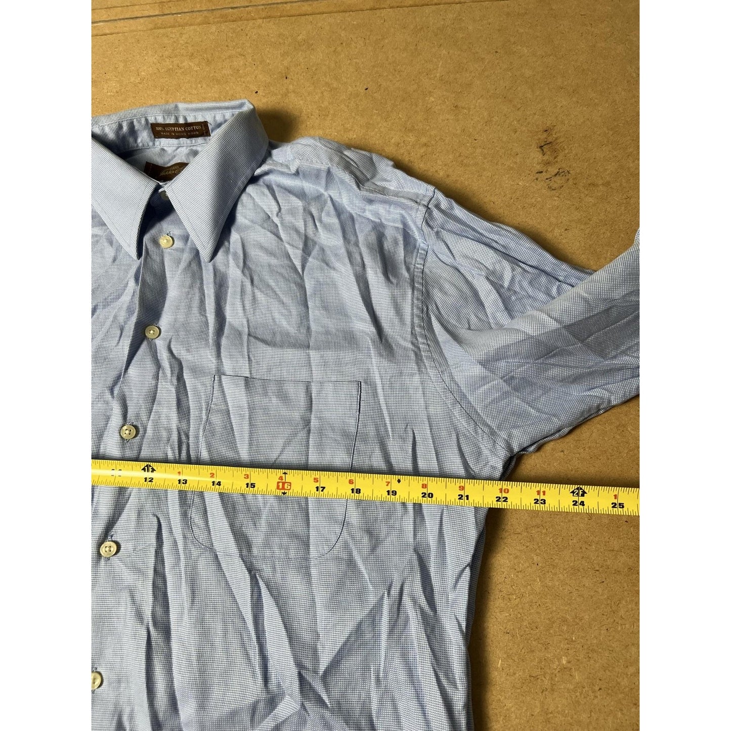 Tasso Elba Shirt Mens L Blue Check Long Sleeve Button Up Cotton Pocket