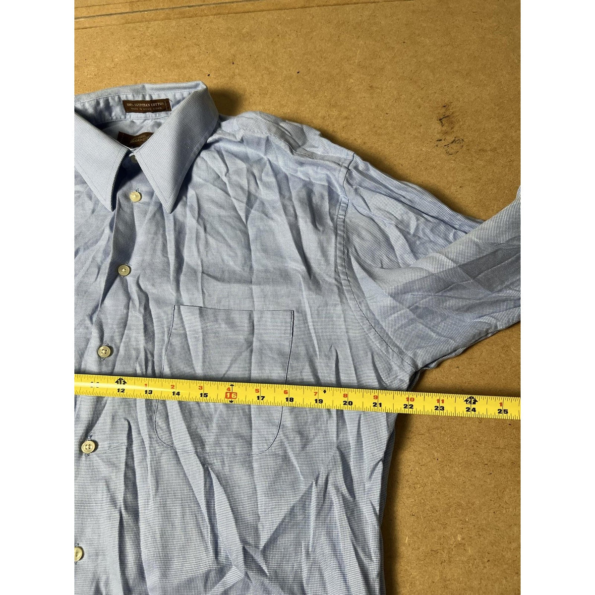Tasso Elba Shirt Mens L Blue Check Long Sleeve Button Up Cotton Pocket