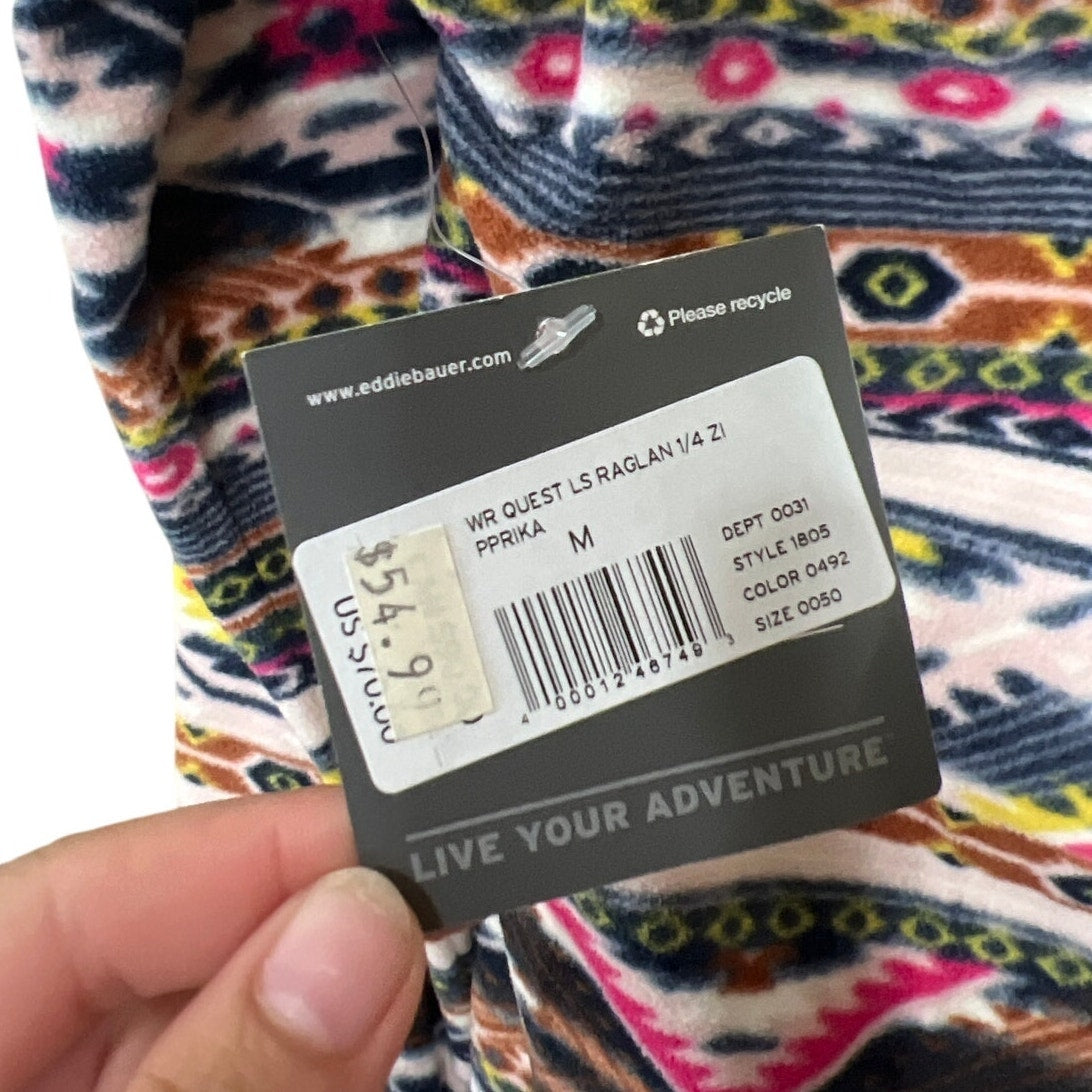 NWT Eddie Bauer Women’s M Southwest Multi-Color Fleece Pullover Quarter Zip