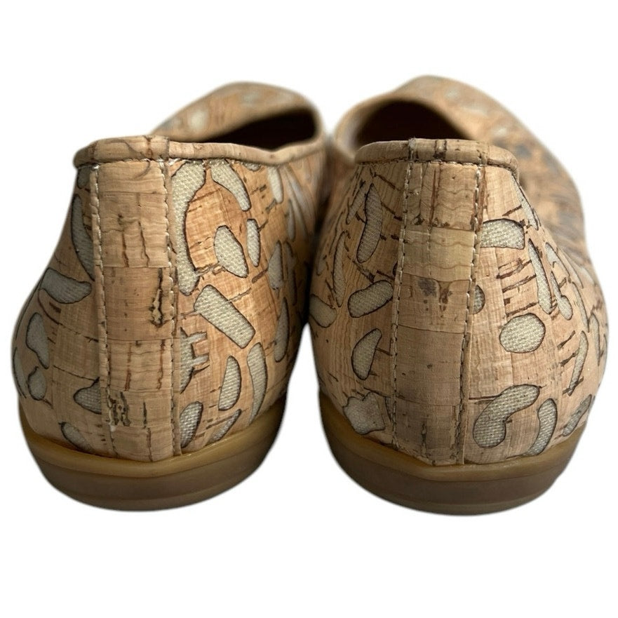 Sesto Meucci Bella Laser-Cut Cork Ballet Flats Shoes Natural Women's Size 10