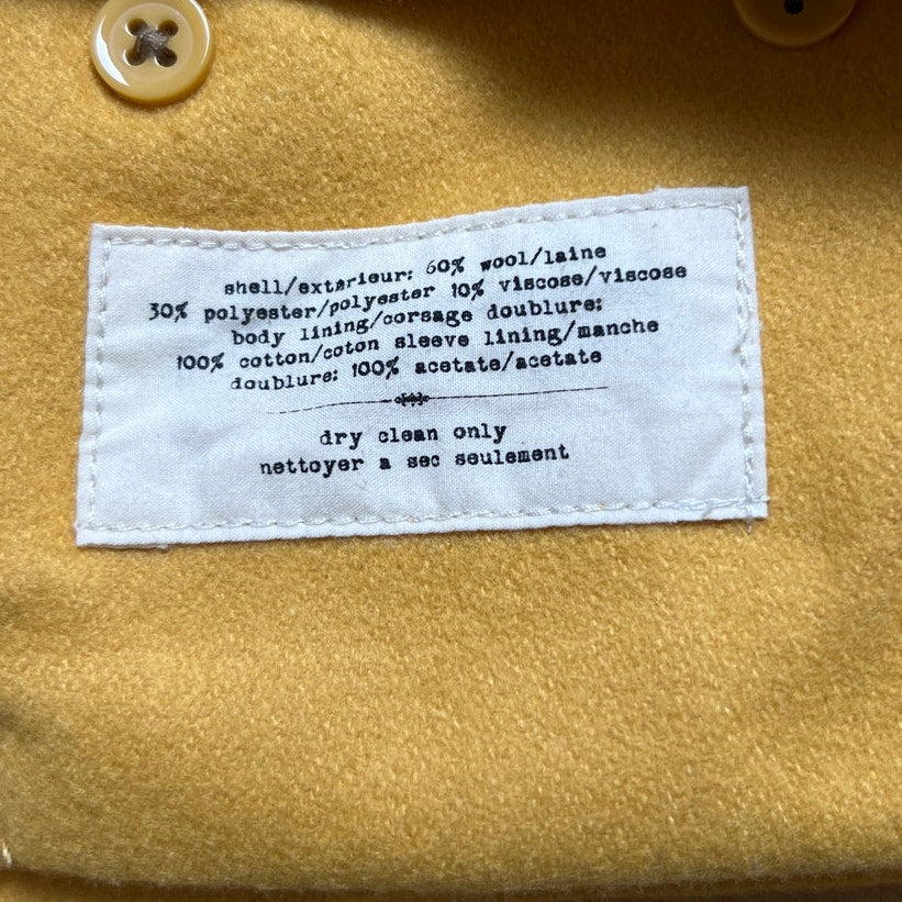 Anthropologie Cartonnier Luisa Marigold Cropped Wool Pea Coat Womens Size Small