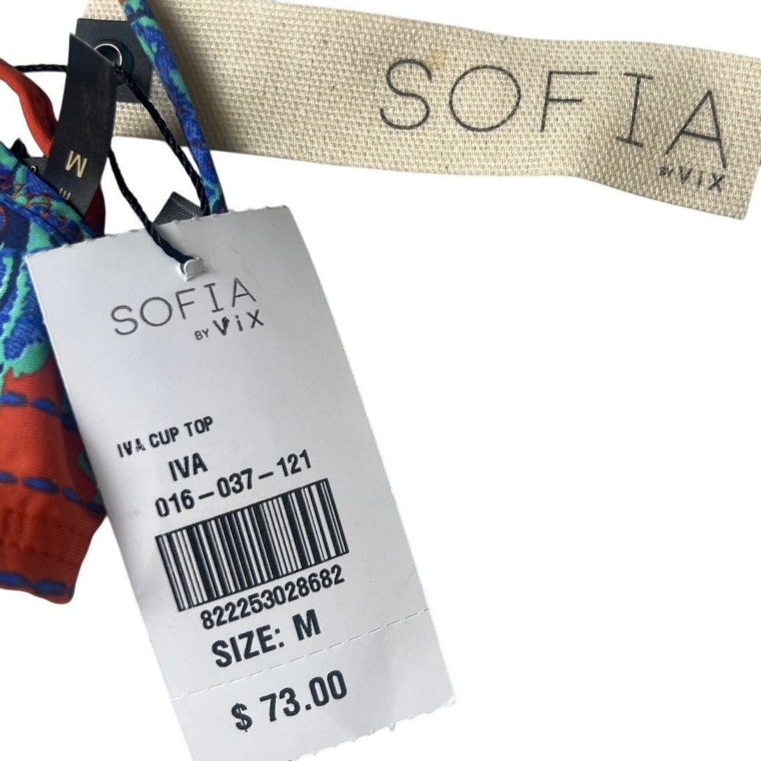 NWT $73 Sofia by Vix Iva Bia Triangle Bikini Top Floral Blue Red Medium M