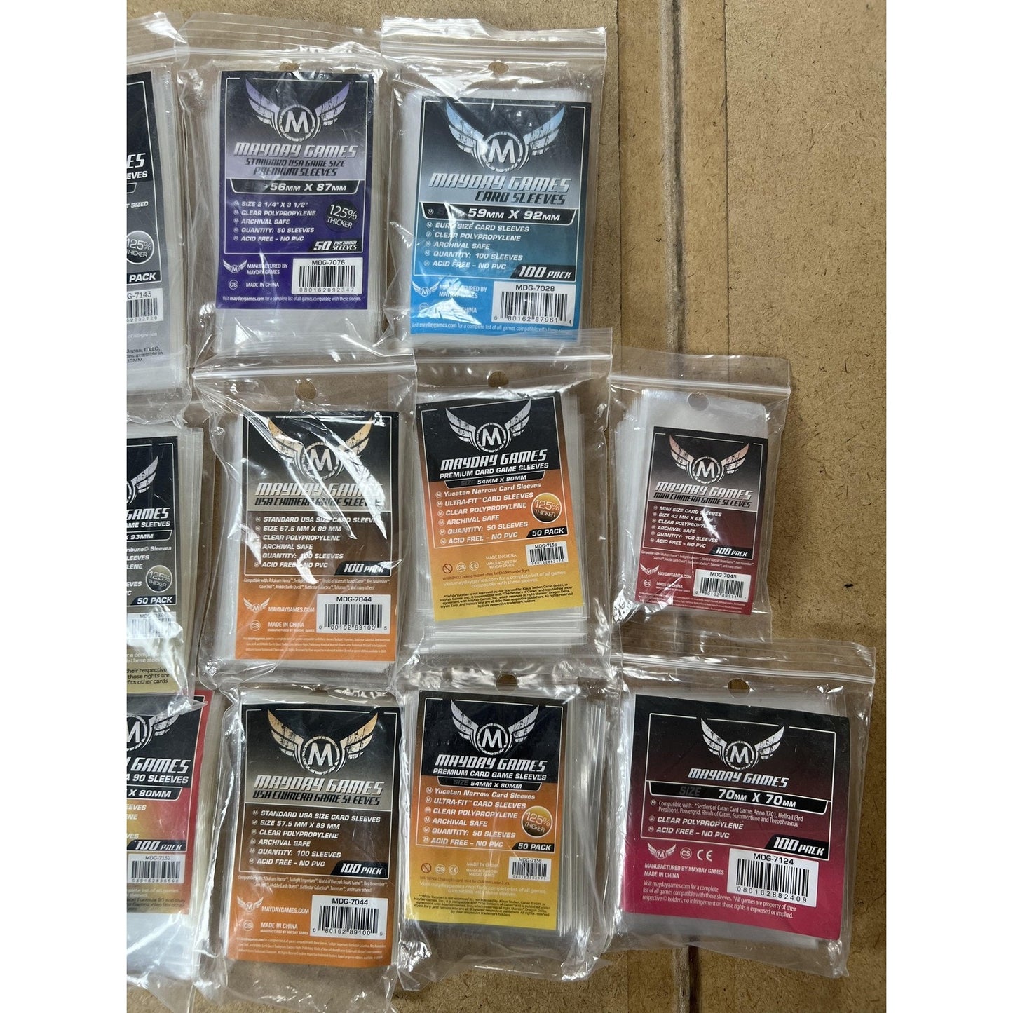Mayday Games Card Sleeves Clear Lot Of 13 Assorted Sizes 50-100ct Polypropylene