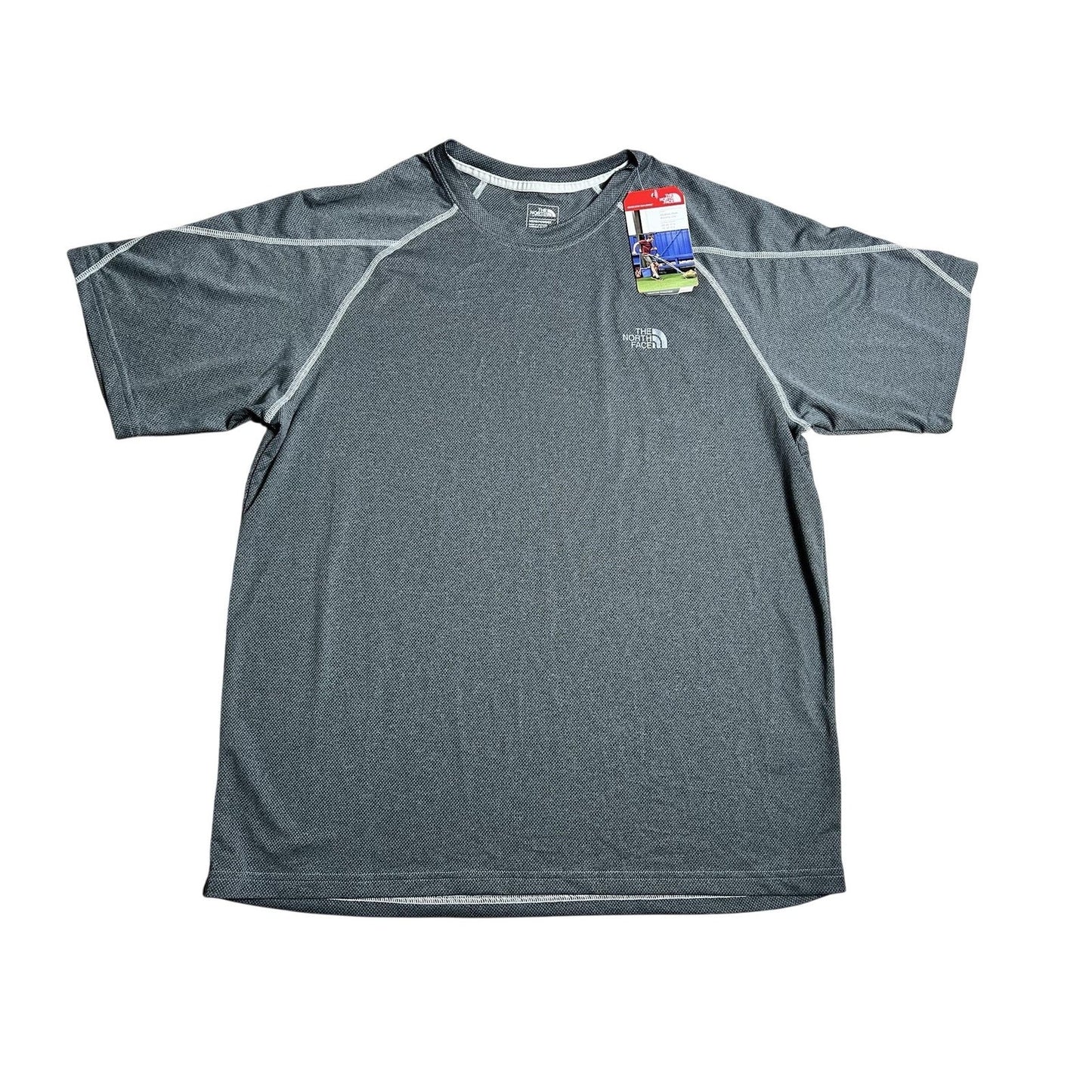 The North Face Shirt Mens L Gray Polyester Moisture Wicking Quick Dry Logo
