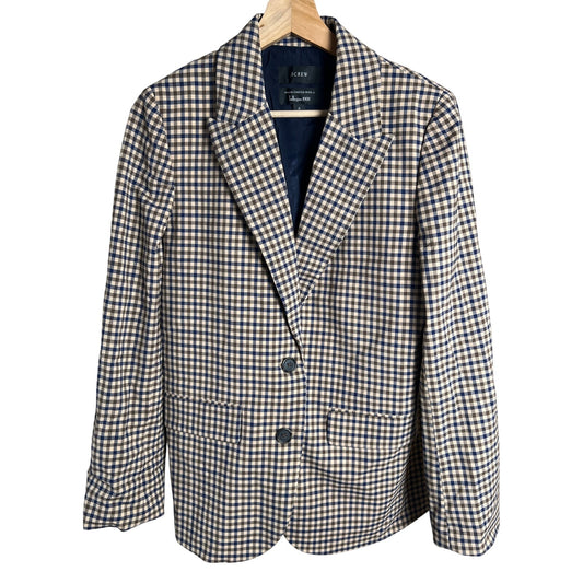 J. Crew Italian Stretch Wool Plaid Blazer Size 8 Alfie