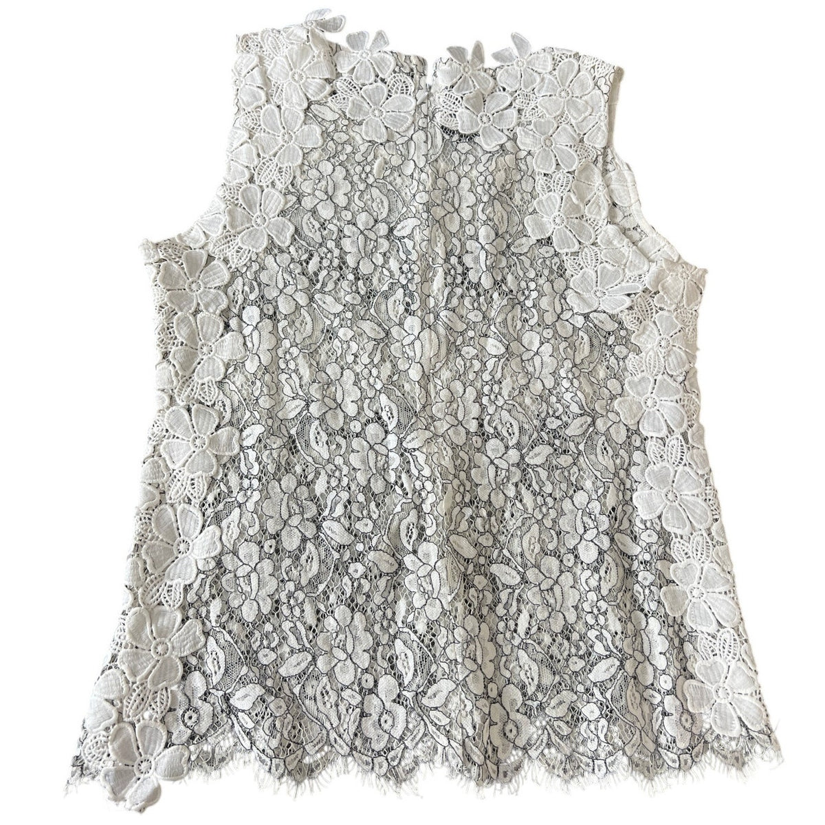 Blue Tassel Medium White Lace Floral Dress