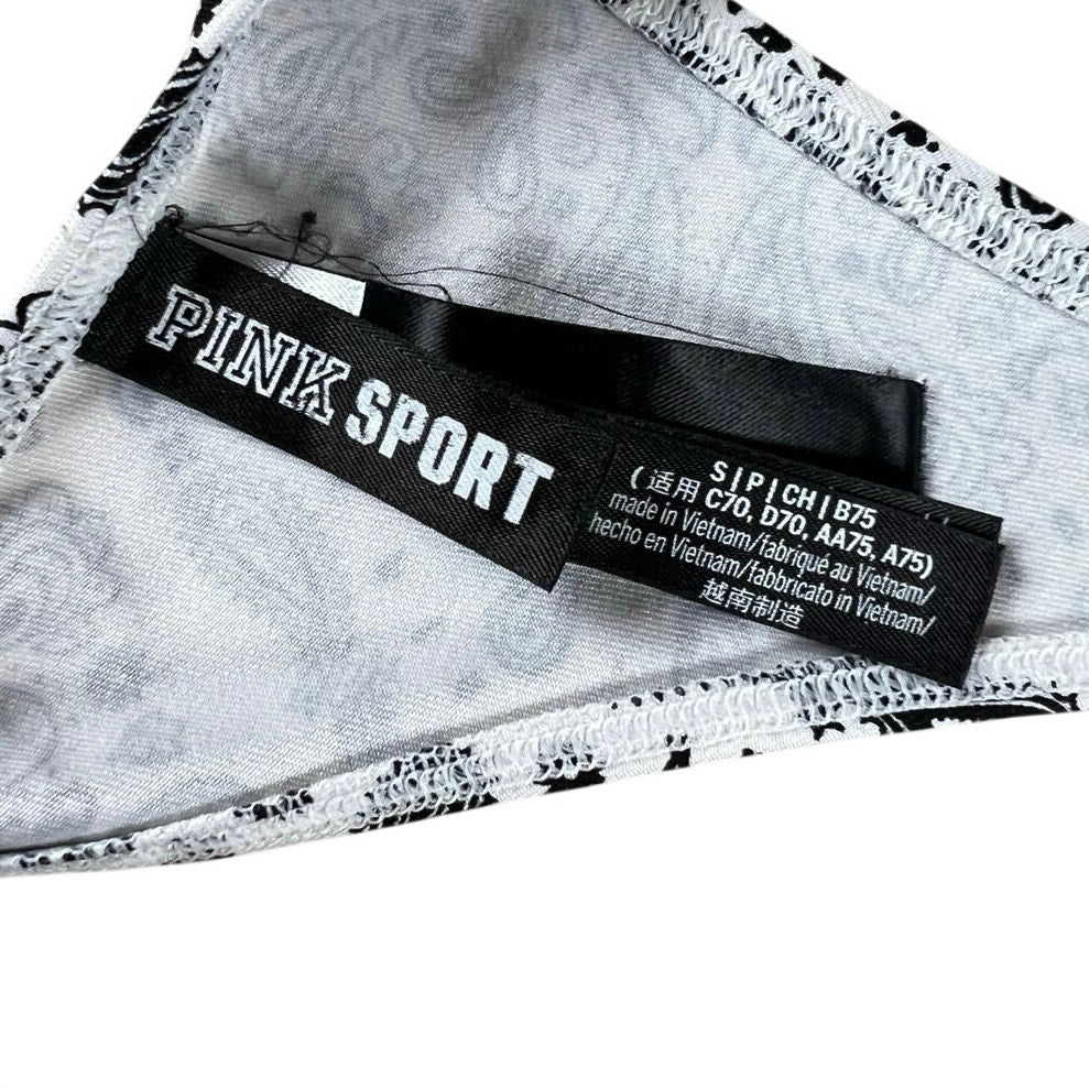 PINK SPORT Bra Womens S White Sports Bra Racerback Scoop Back Lightly Lined