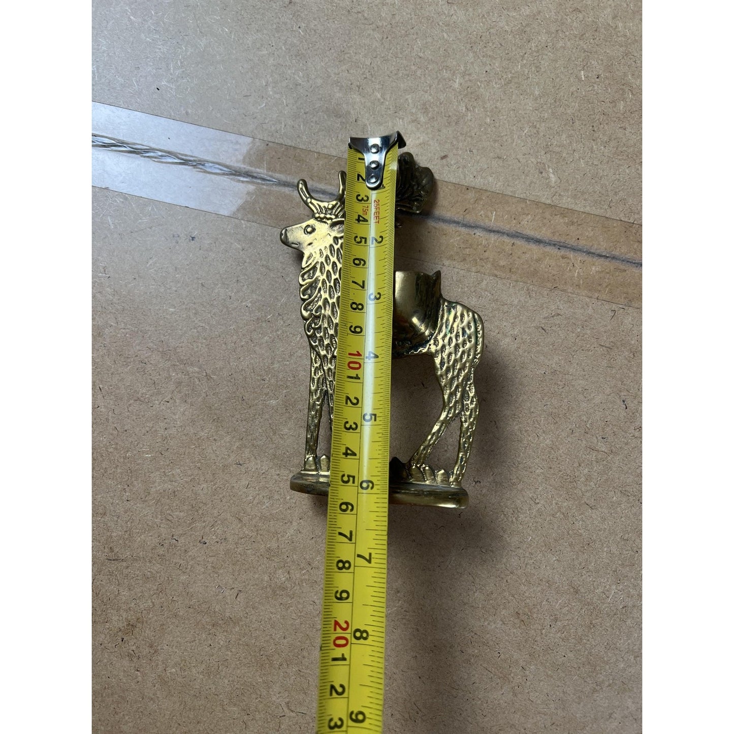 Brass Deer Reindeer Taper Candlestick Holder Small Gold Polished Metal Decor