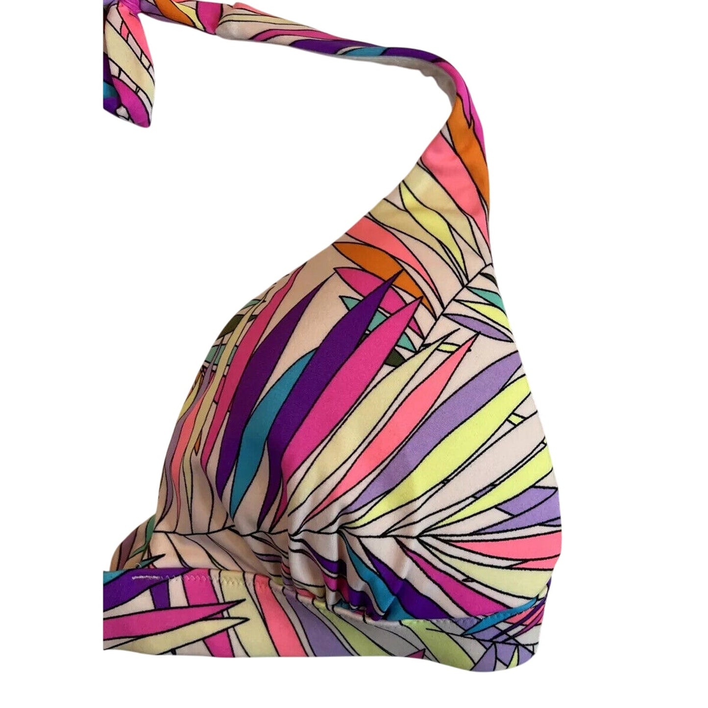 Victoria's Secret Halter Multi Color Palm Frond Medium Bikini Top - EUC