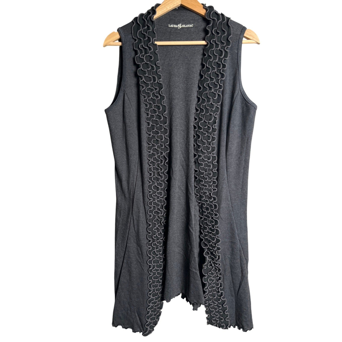 Laura Hlavac Gray Ruffle Vest Women's Size L