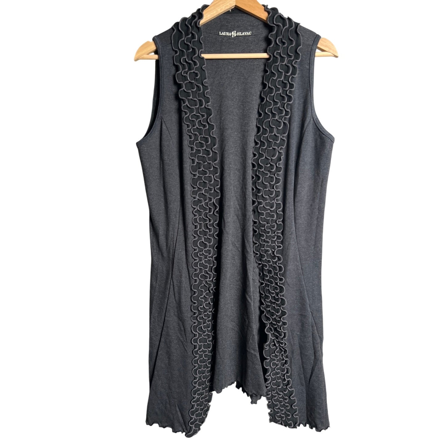 Laura Hlavac Gray Ruffle Vest Women's Size L