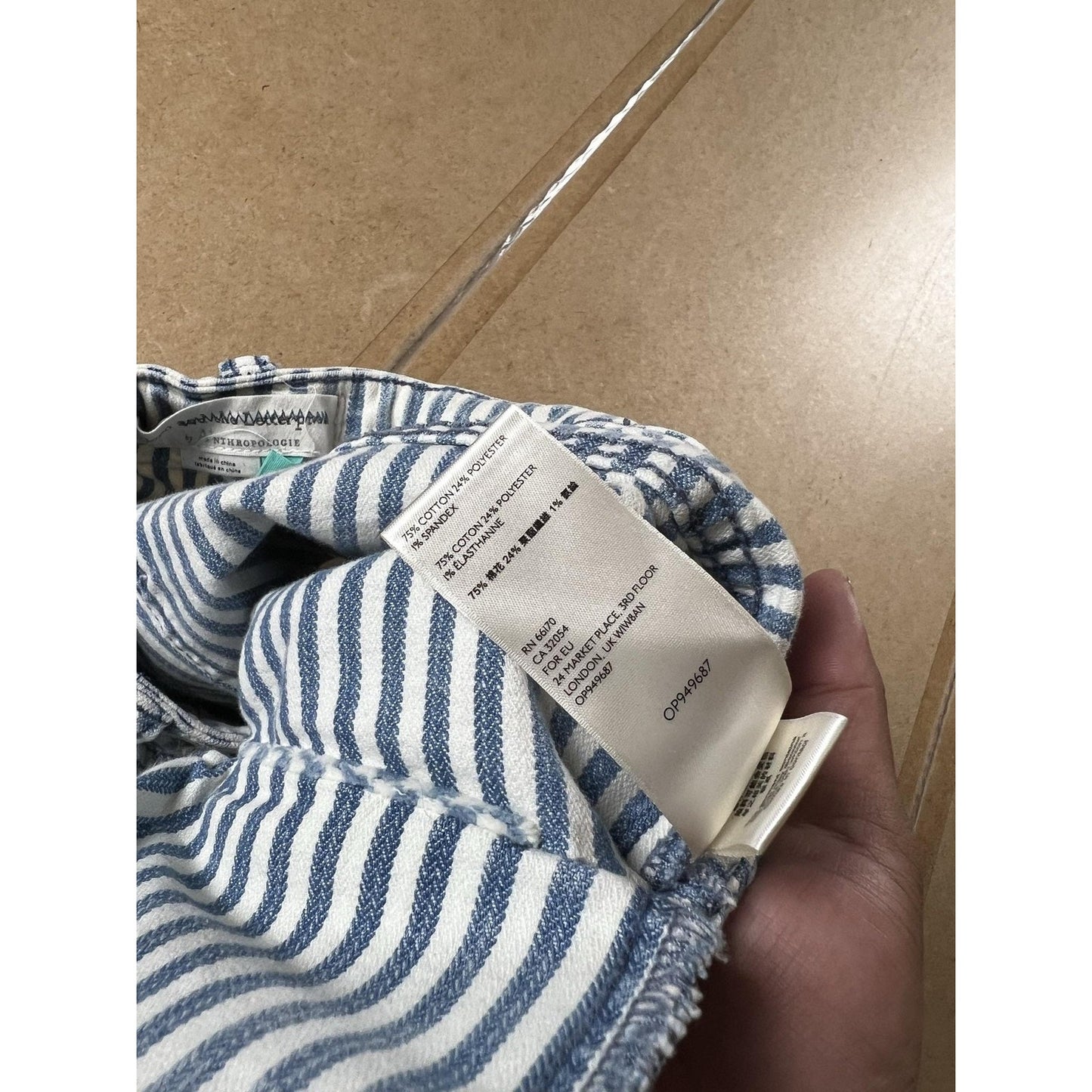 Pilcro By Anthropologie Pants Womens 18W Blue Striped Ankle Stretch Pockets