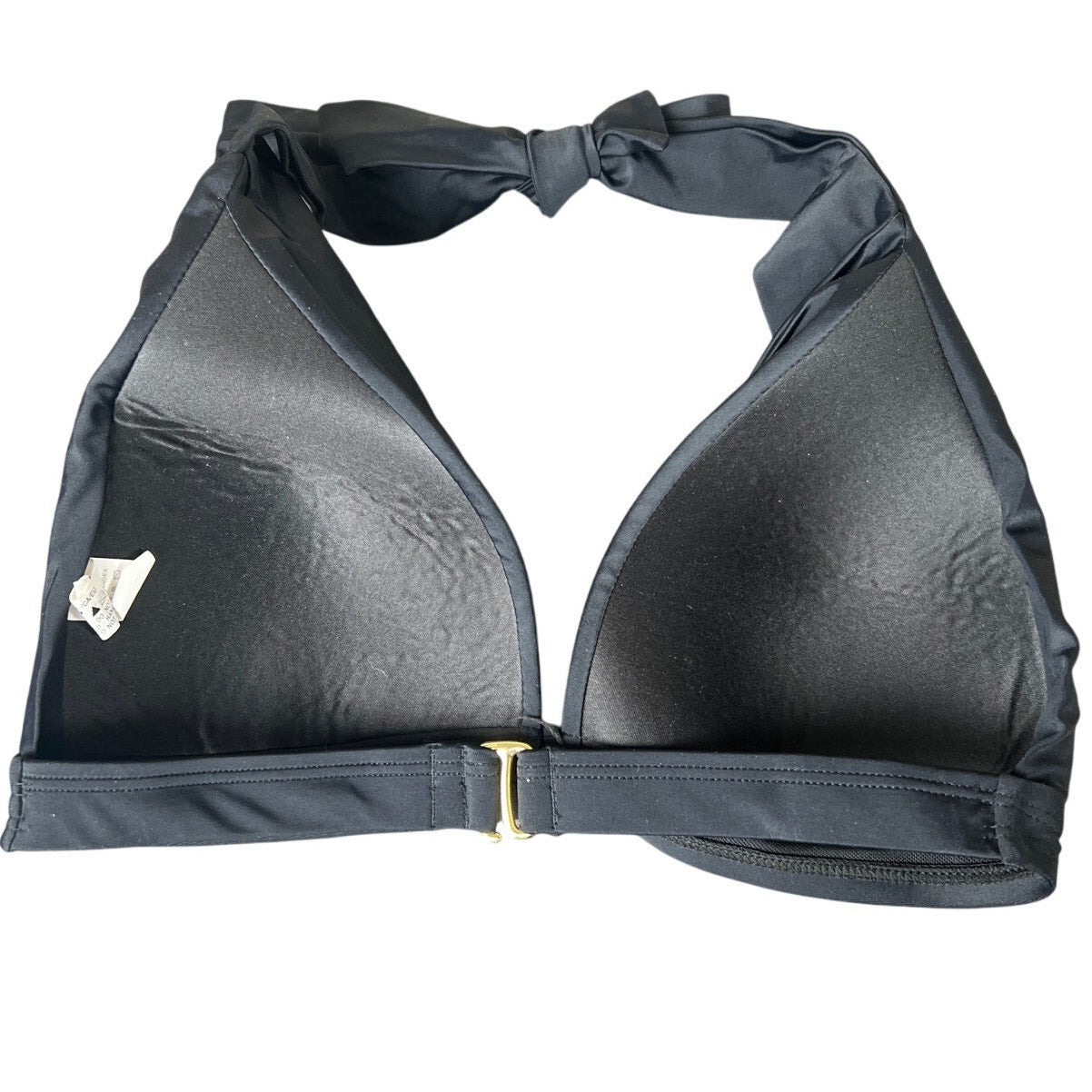 Cococship 34D Black Ruched Padded Halter Style Bikini Top