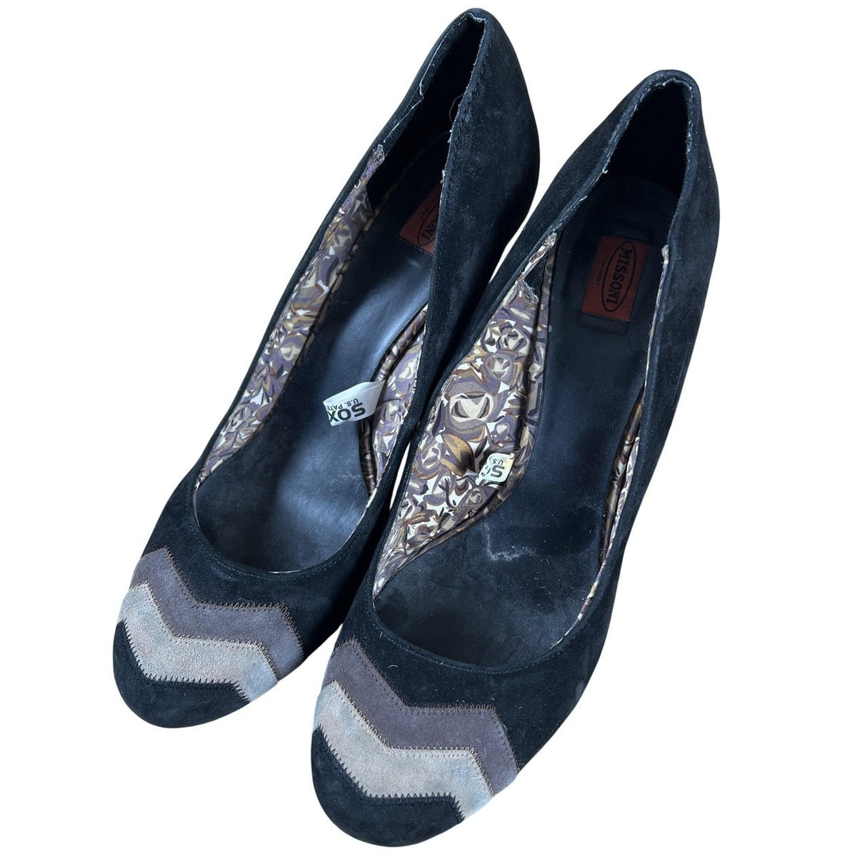 Missoni For Target Shoes Womens Size 5.5 Black Slip-On Suede Chevron Lined