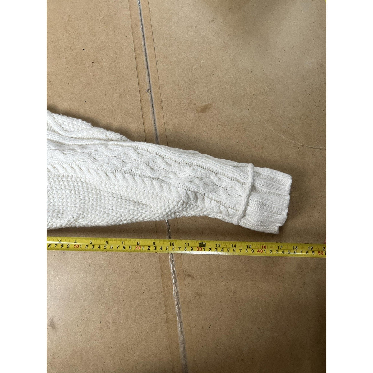Lucky Brand Sweater Mens XL White Cable Knit Crew Neck Heavyweight Casual