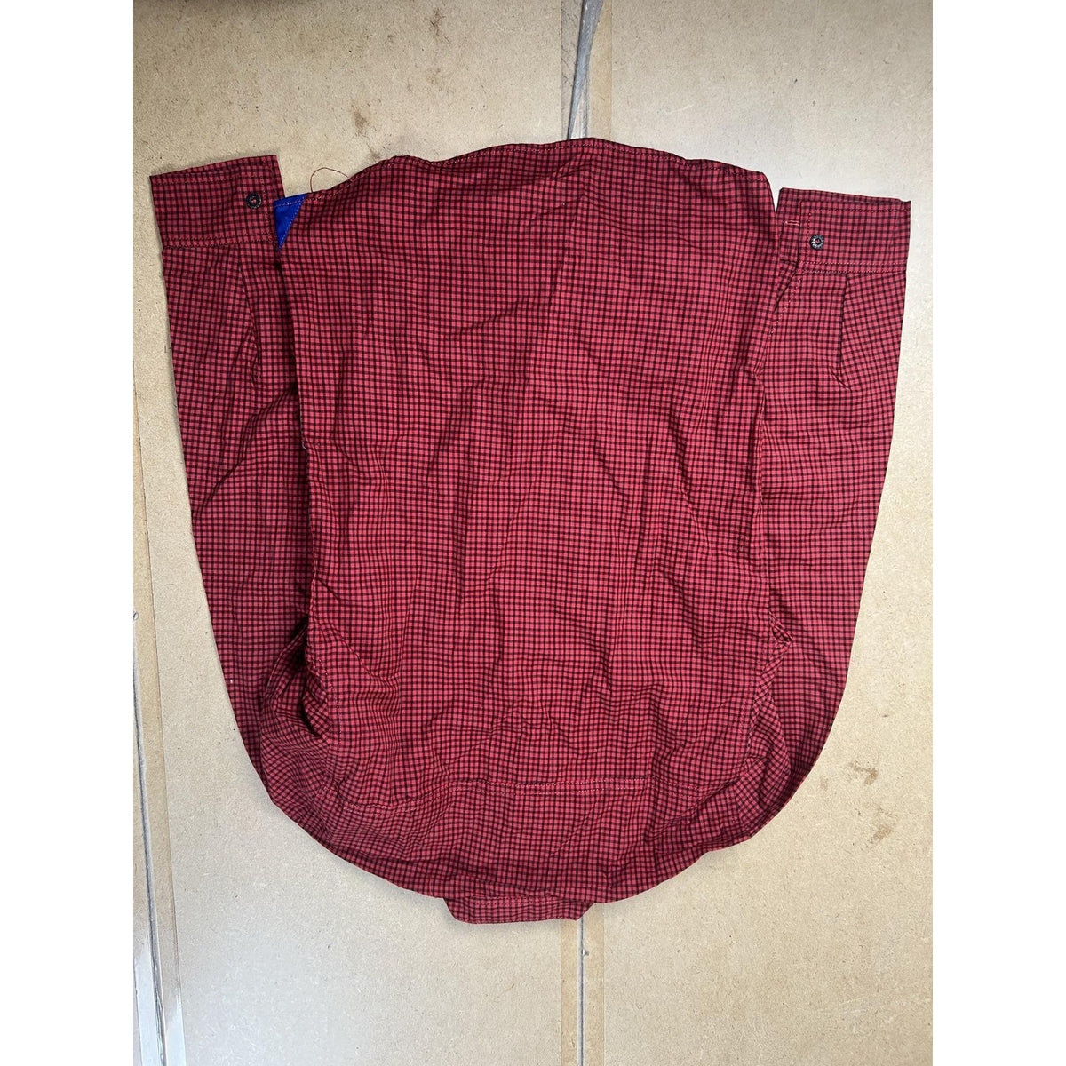 Robinhood Shirt Mens 38 Red Check Flannel Henley Long Sleeve Pockets Button