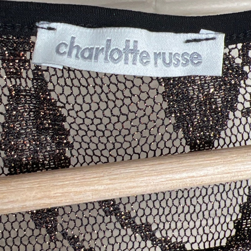 Y2K Charlotte Russe XS Black Lace Mesh Long Dress Longsleeve