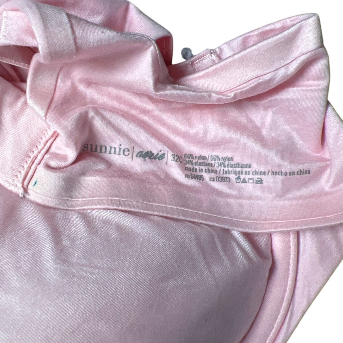 Aerie Sunny 32C Women Pink Bra Adjustable Lightly Lined Demi Push Up