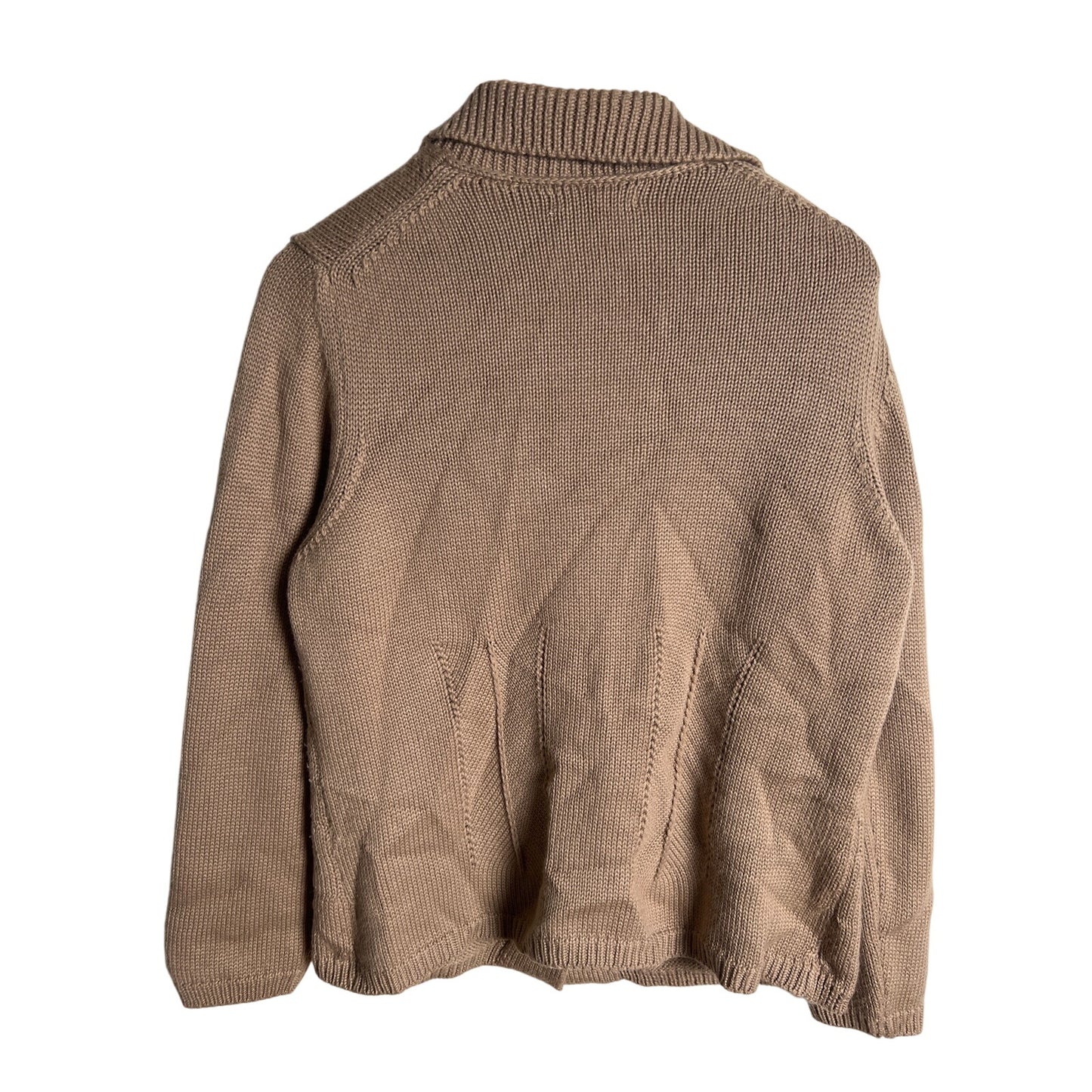 Hekla & Co Cardigan Sweater Women's XL Tan Merino Wool Preppy Academia Knit