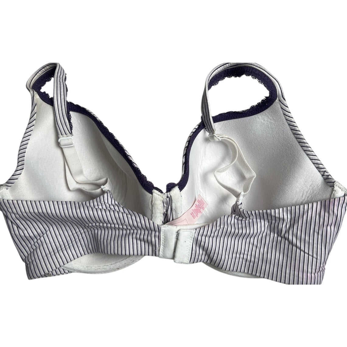 Body By Victoria's Secret Lined Perfect Bra 34DD White with Black Stripes