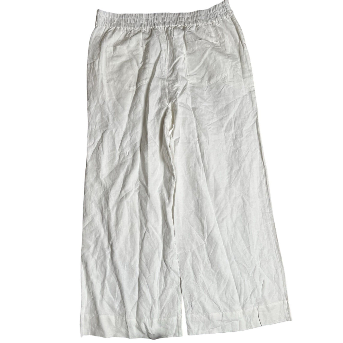 Eileen Fisher Pants Womens M White Wide-Leg Linen Rayon Cotton Pull On