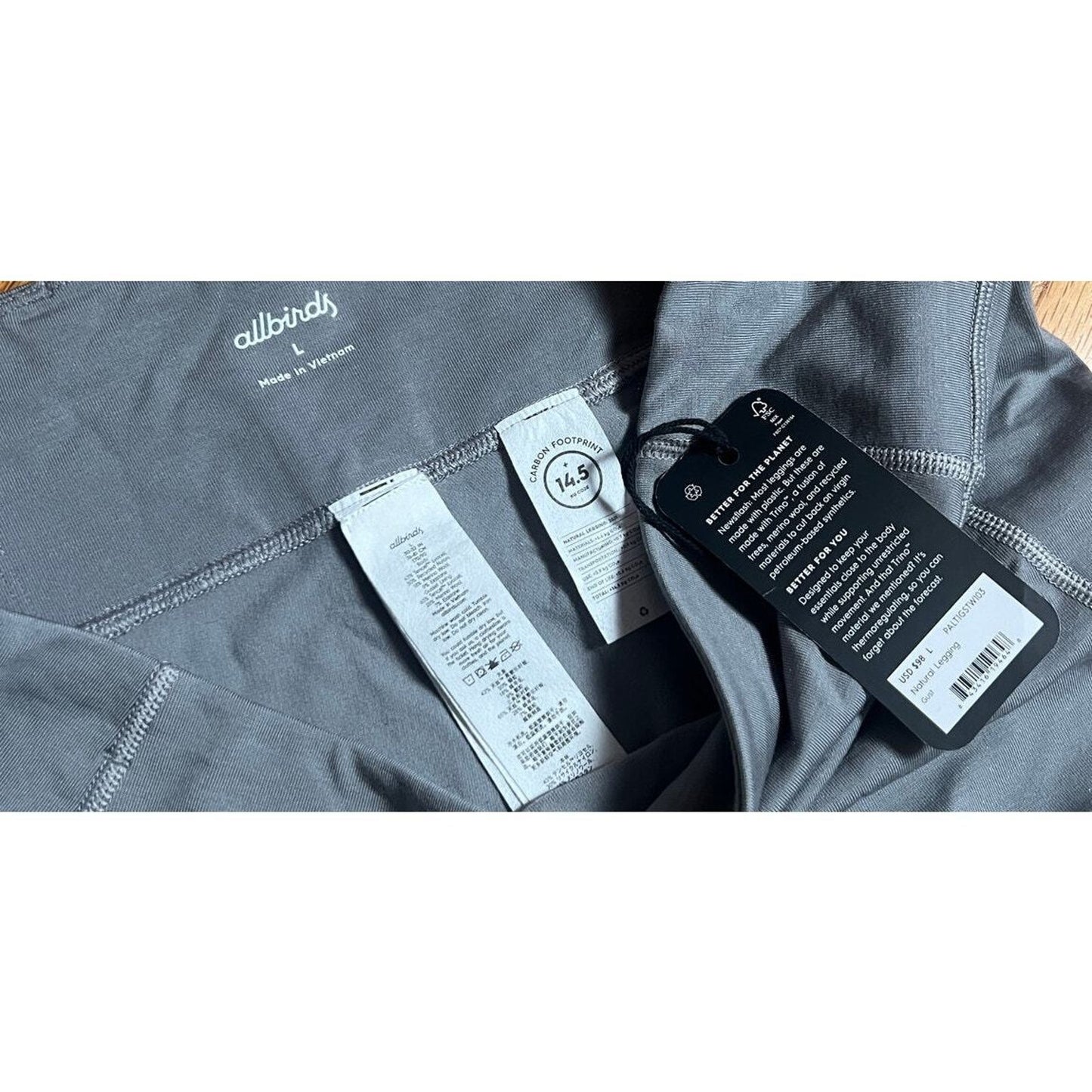 Allbirds Women's Natural Leggings Gust Grey Size L - NWT