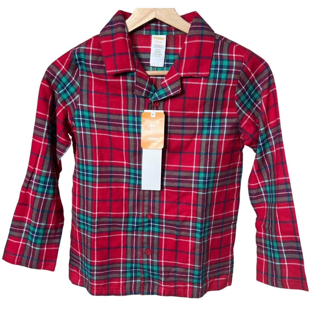 Gymbore M(7-8) NWT Sleepwear Plaid Boys Button Up Top