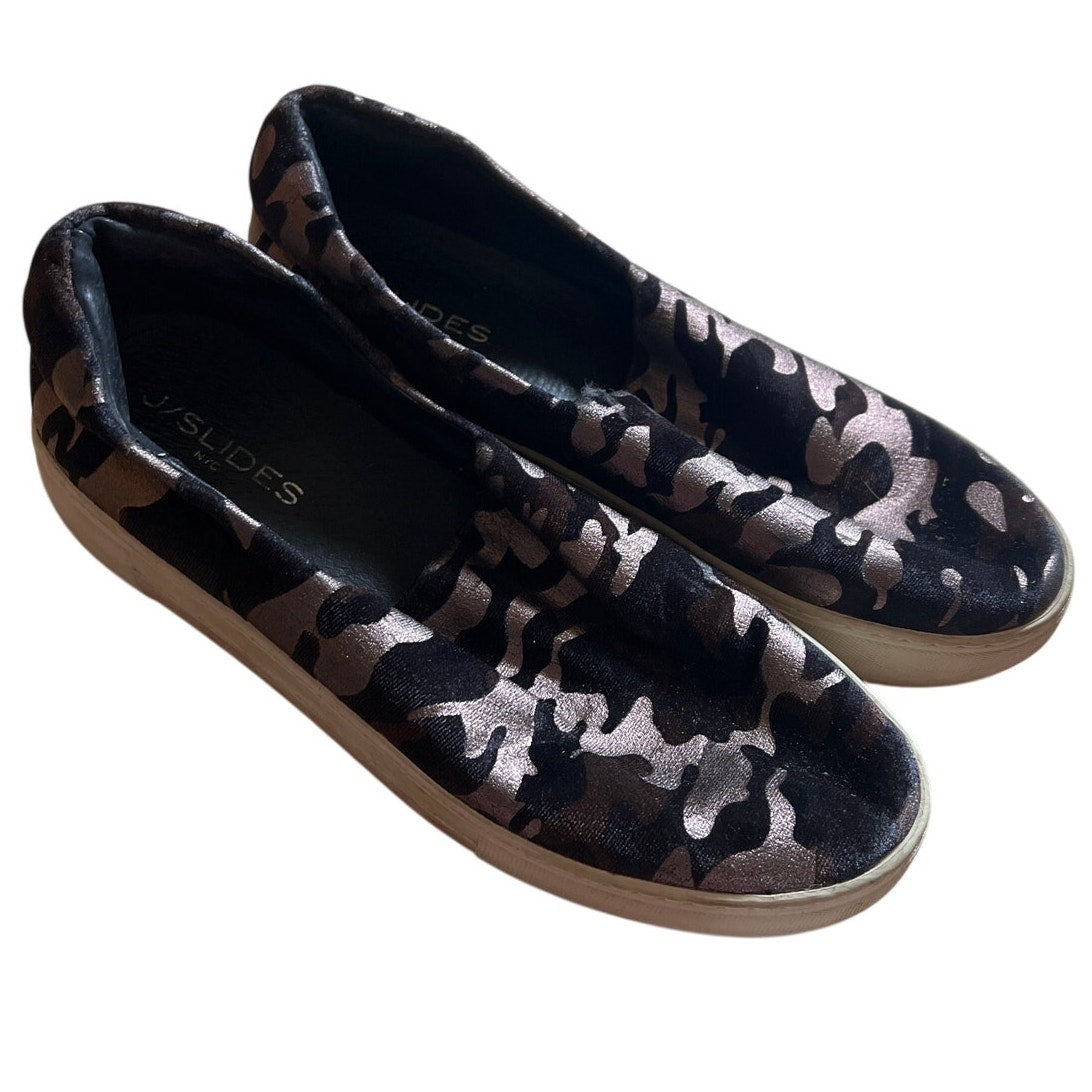 J/Slides NYC Size 8 Ariana Metallic Camo Print Slip On Sneakers Women's