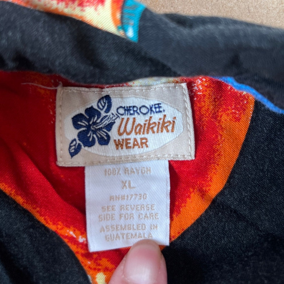 Cherokee Waikiki Wear Hawaiian Cocktails Button Up SS Shirt Mens Size XL