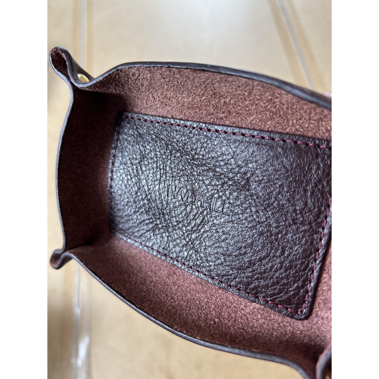 Basket One Size Brown Leather Valet Tray Catchall Desk Organizer Rustic