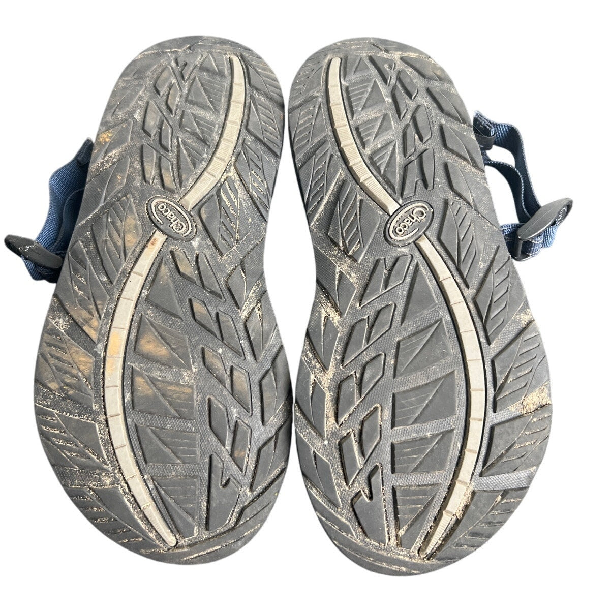 Chaco Gray Black Sole Navy Patterned Straps Water Shoe Sandals Men size 10