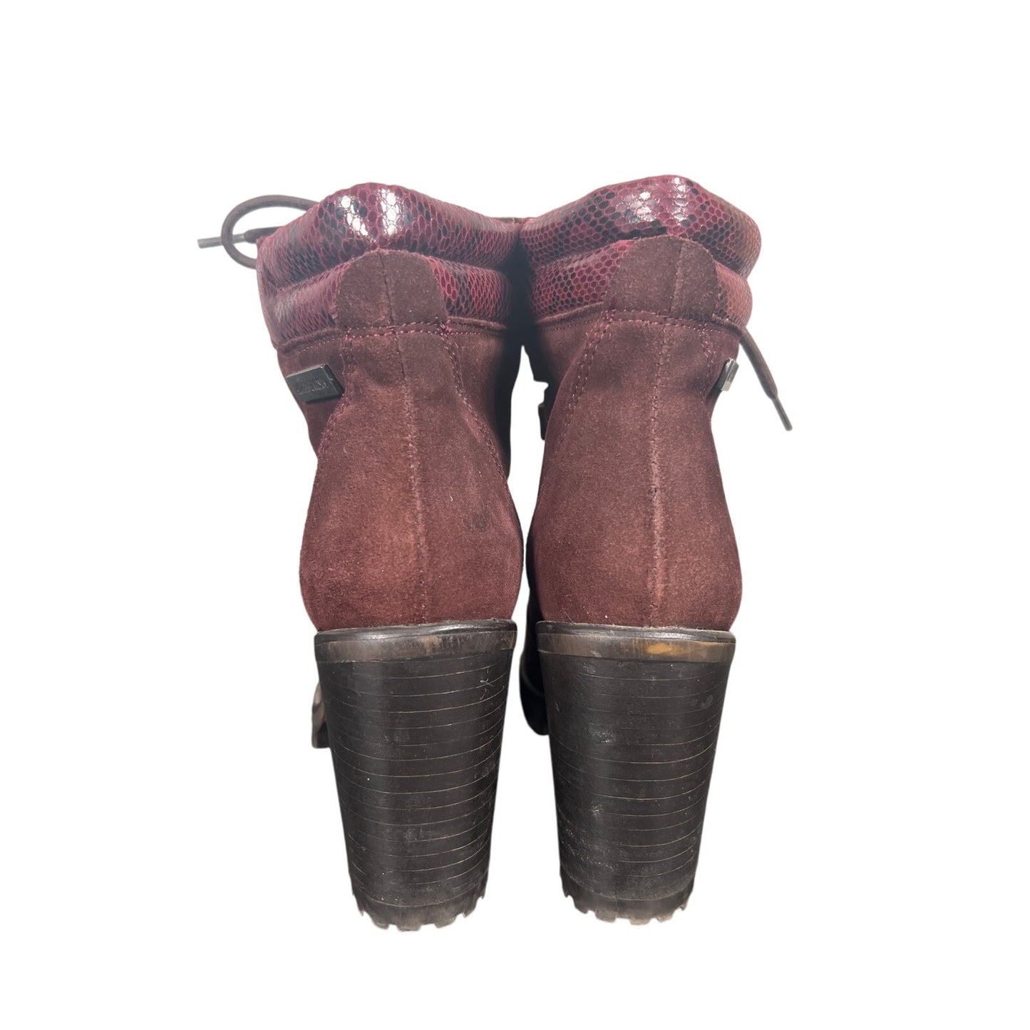 Harley Davidson Women Heel Boot Size 6 Maroon Suede Snake Faux Skin