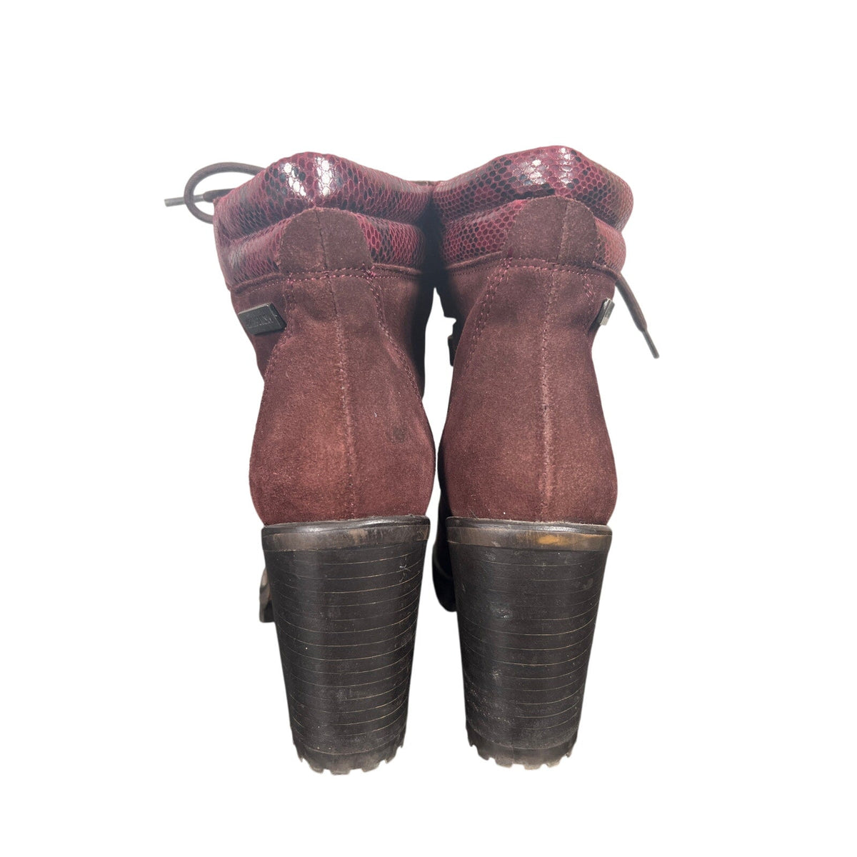 Harley Davidson Women Heel Boot Size 6 Maroon Suede Snake Faux Skin