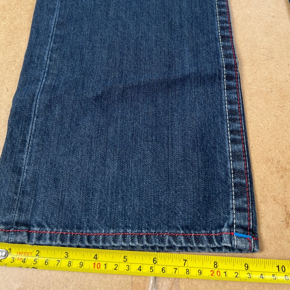 True Religion Straight Leg Jeans Horseshoe Embroidery Back Flap Size 38