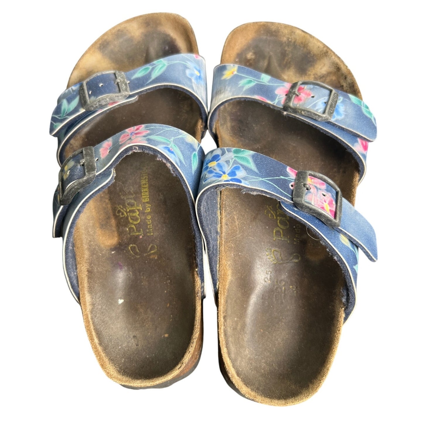 Papillio Birkenstock Arizona Women's US 4 Blue Floral Slide Sandals