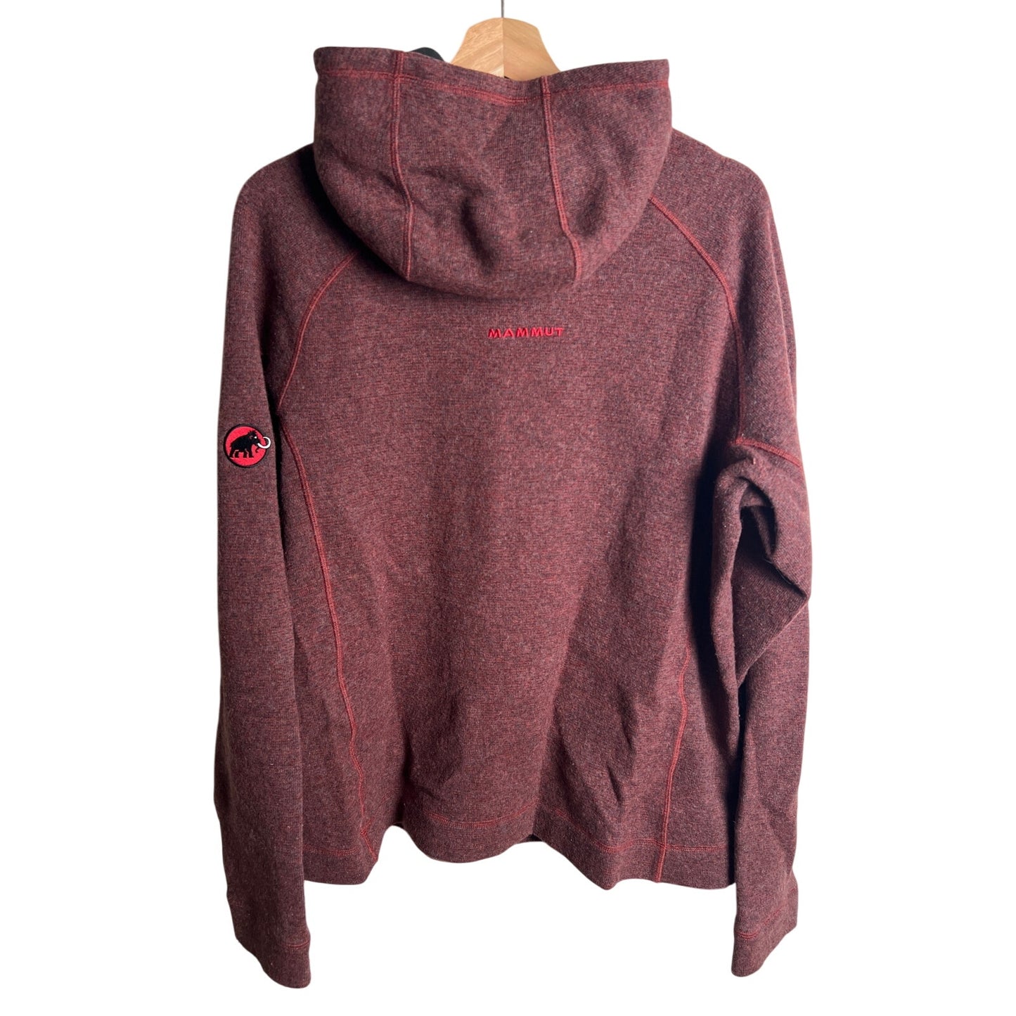 Mammut Sweater Women's XL Maroon Full Zip Logo Fleece Lined Sweatshirt Hoodie