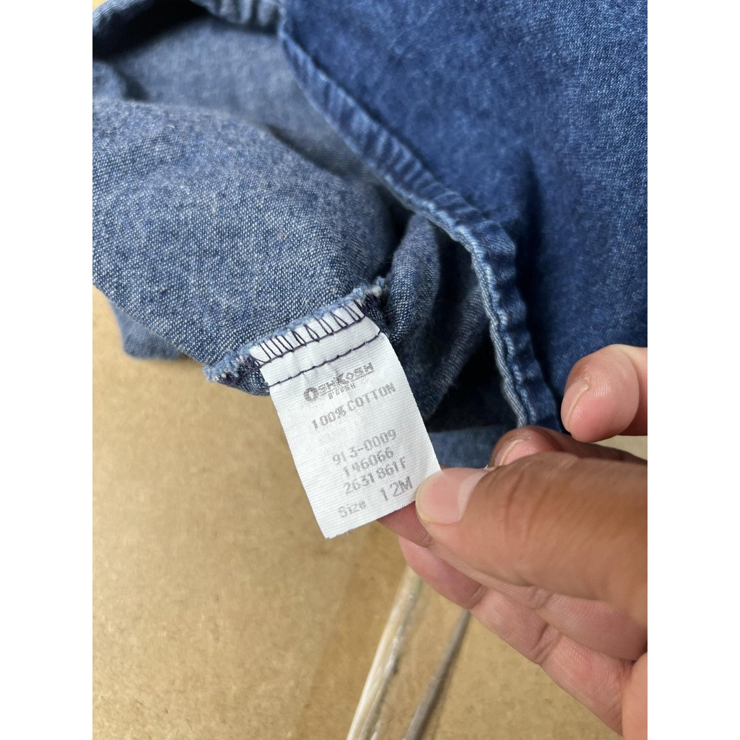 OshKosh B'gosh Overall Dress Girls 12 Blue Denim Square Neck Strappy Bow Casual