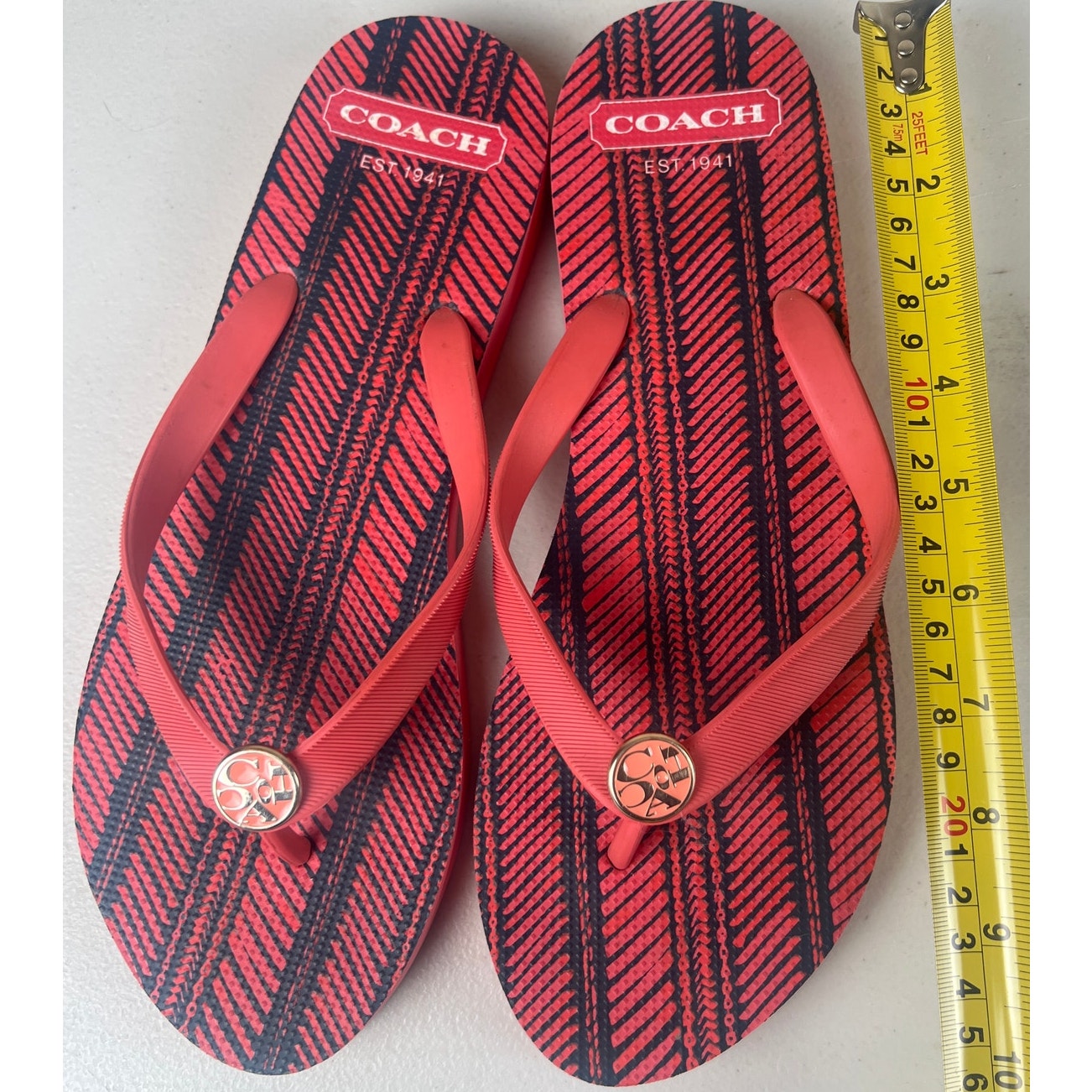 Coach Alessa Red Women Flip Flop Coral 9-10