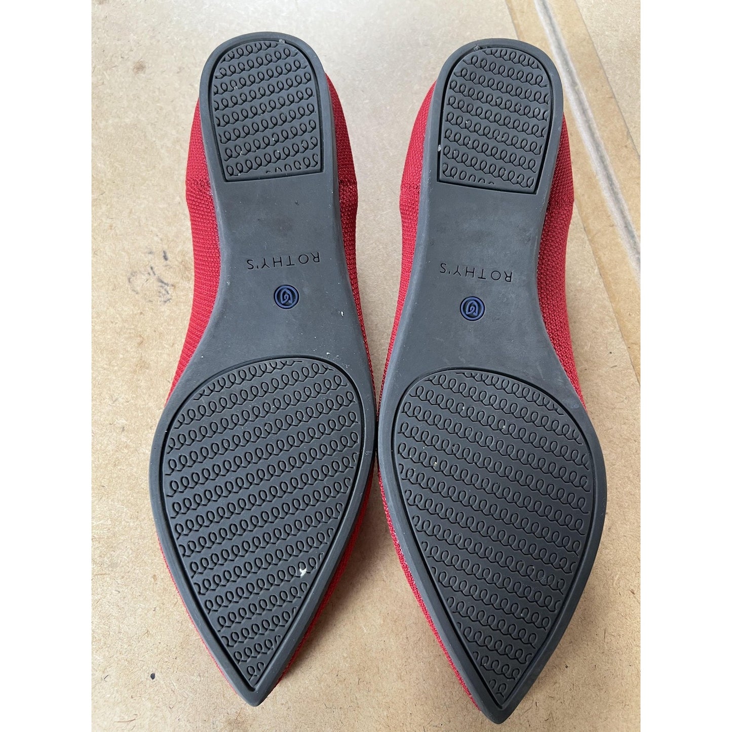 Rothy's Shoes Womens Size 10.5 Red The Point Pointed Toe Knit Flats Cushioned