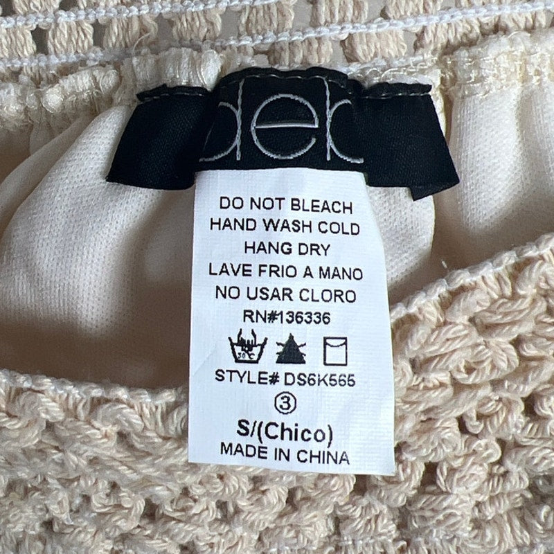 Y2K Deb Lace Tan Skirt Small Elastic Waist Knit Detail