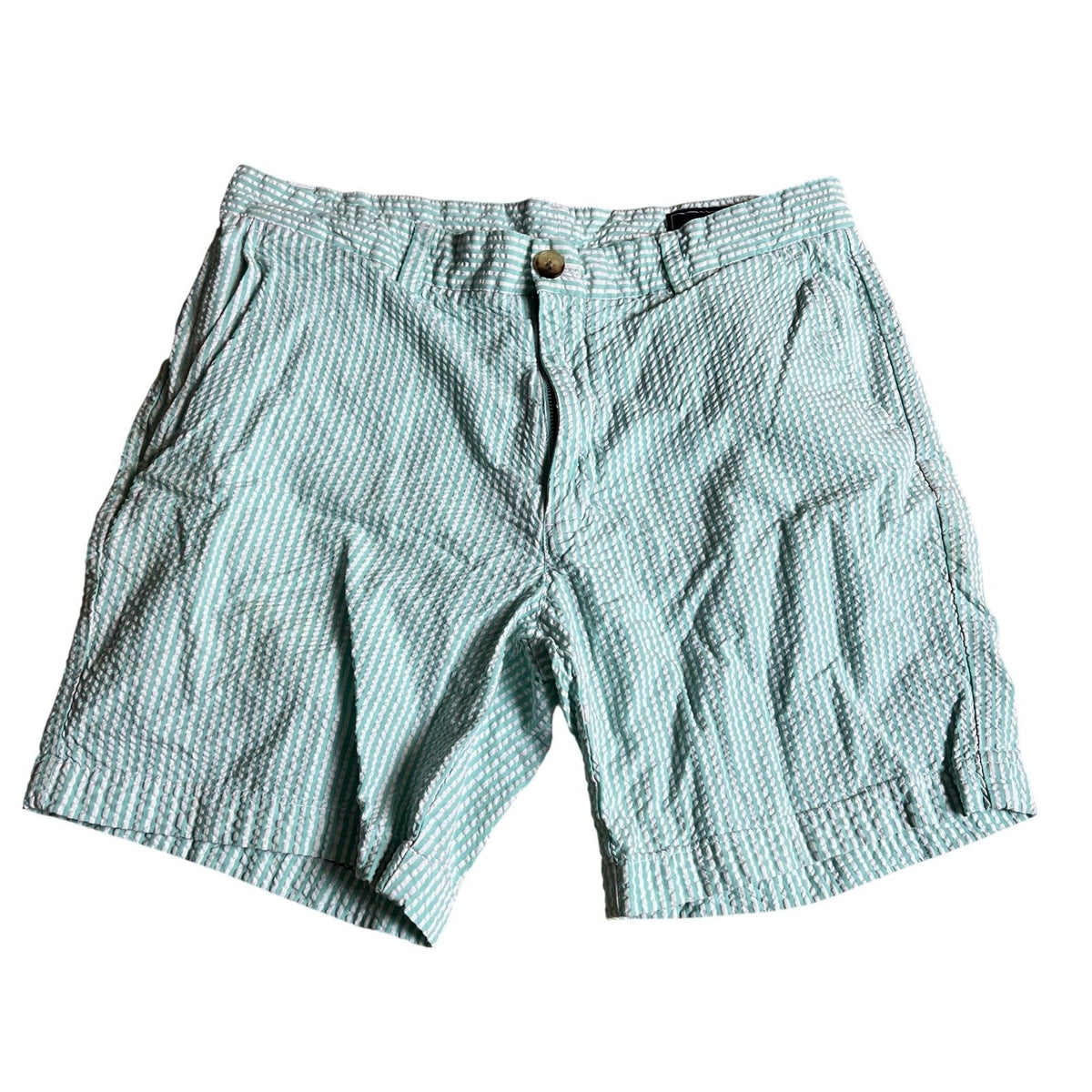 Vineyard Vines Shorts Womens 32 Green Seersucker Cotton Striped Preppy Summer
