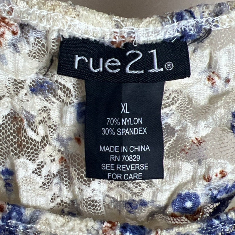 Rue21 Floral Stretchable White Women Top Size XL