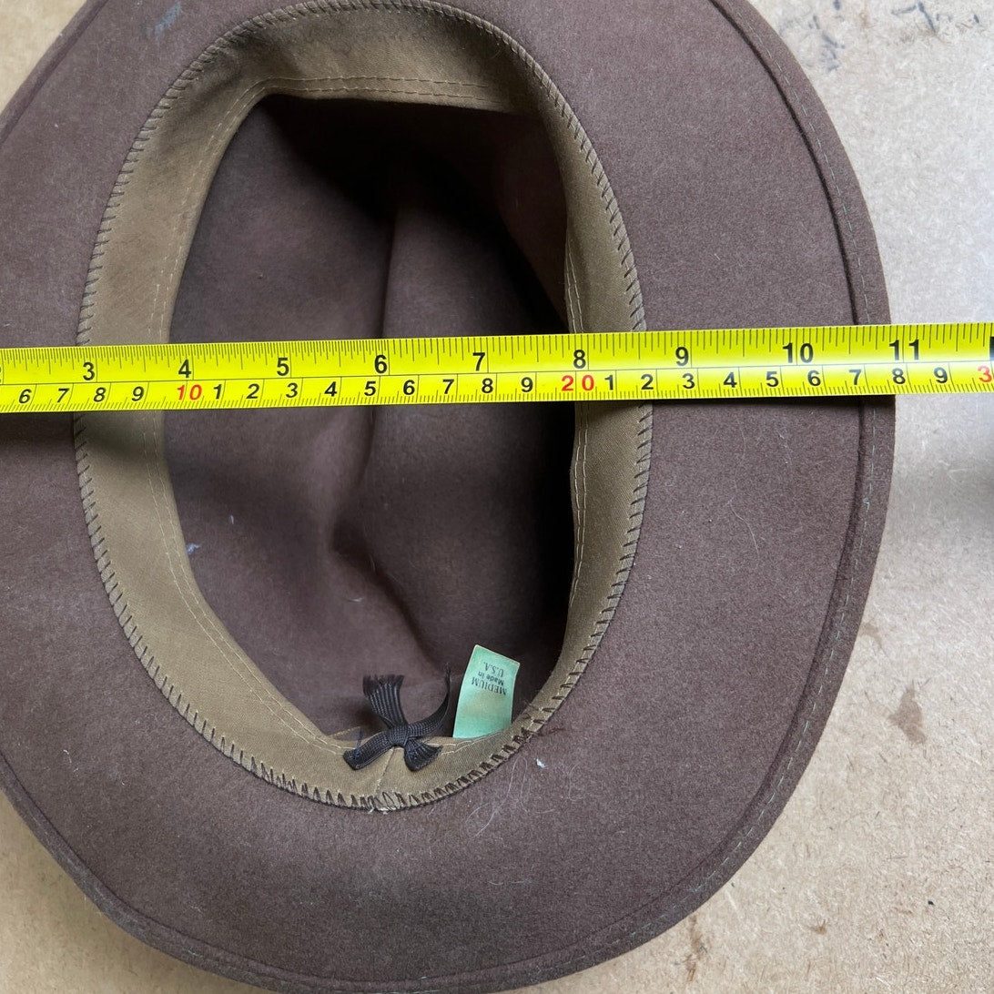 Mens Pure Wool Outback Crushable cowboy hat Olive/Green Medium