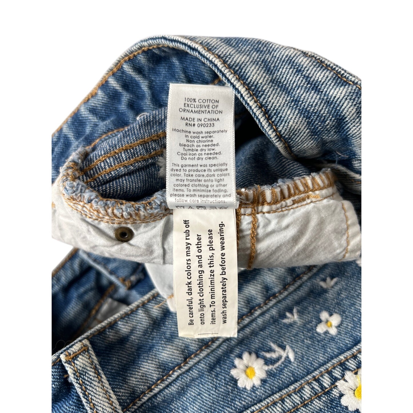 Lottie Moss Floral Embroidered Denim Mini Skirt Size 28 Blue Jean Daisy Boho
