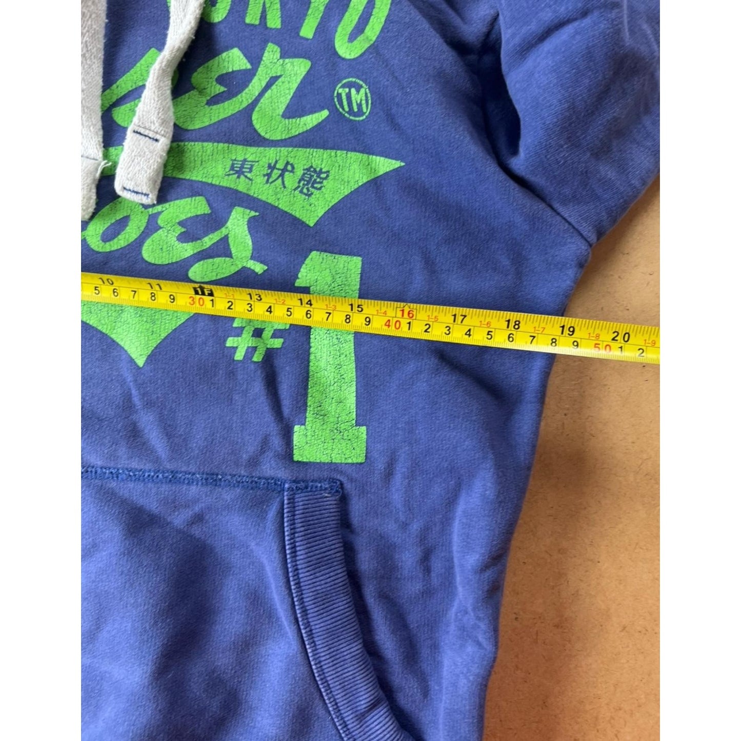 Superdry Hoodie Womens S Blue Pullover Fleece Drawstring Kangaroo Pocket Logo
